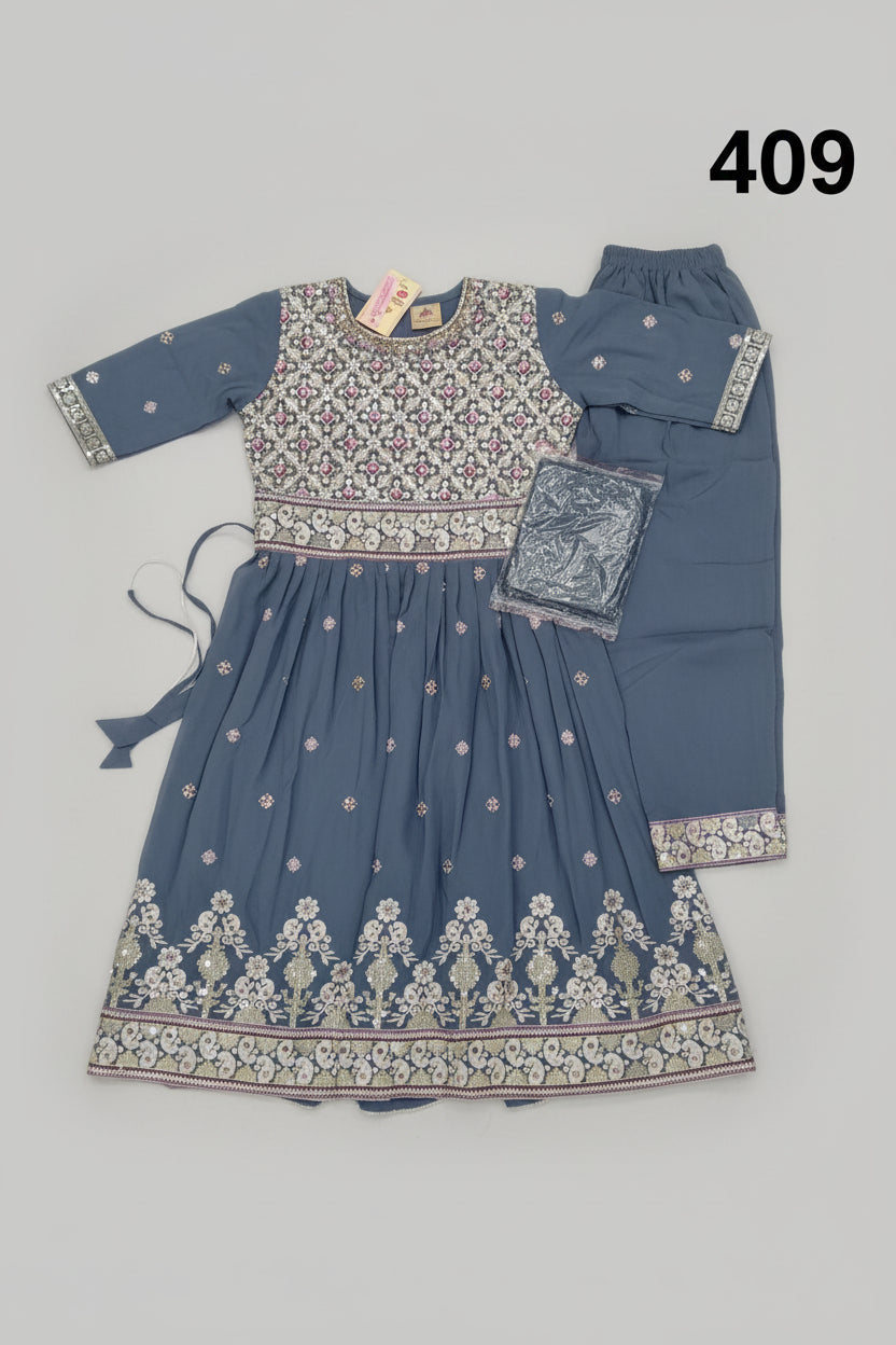 Girls Premium Embroidered Salwar Kameez Set — C111