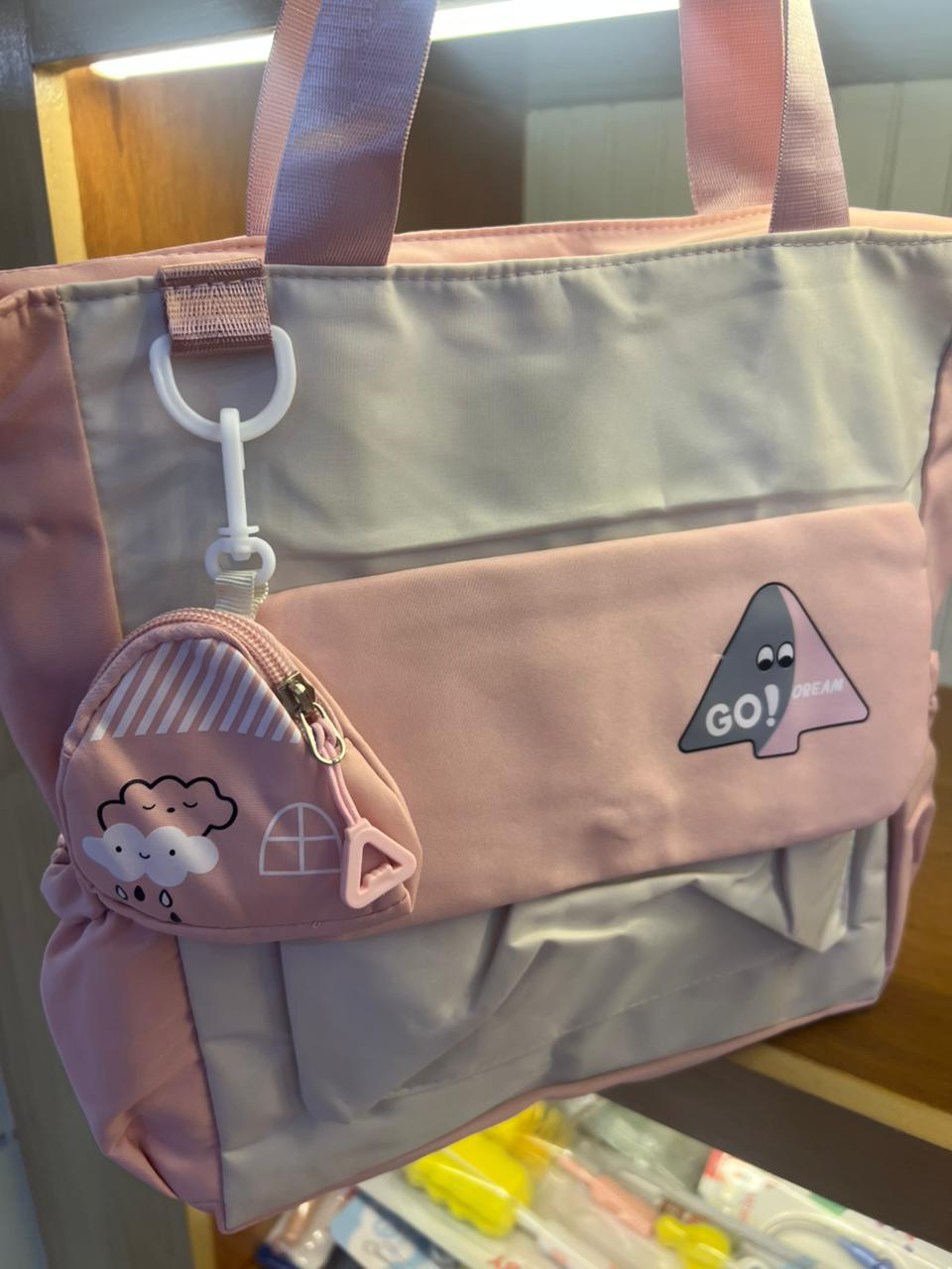 Cute Two-Tone Tote Bag with Mini Coin Pouch (Go! Dream Design)