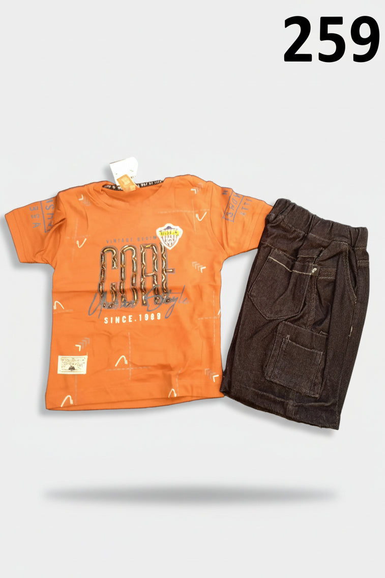 Boys T-Shirt with Denim Cargo Pant Set 259