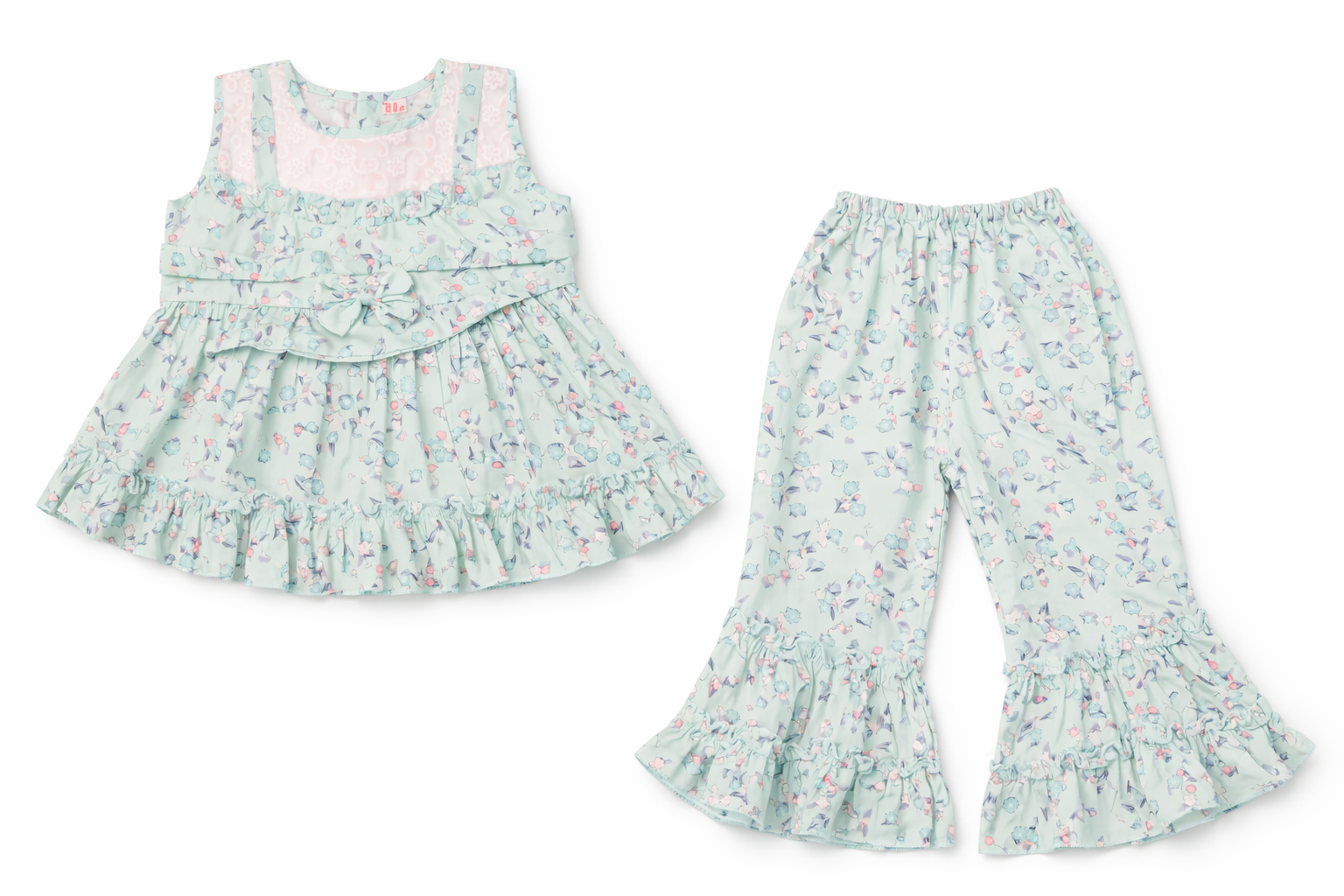 Girls Floral Dress with Matching Bottom Set 077
