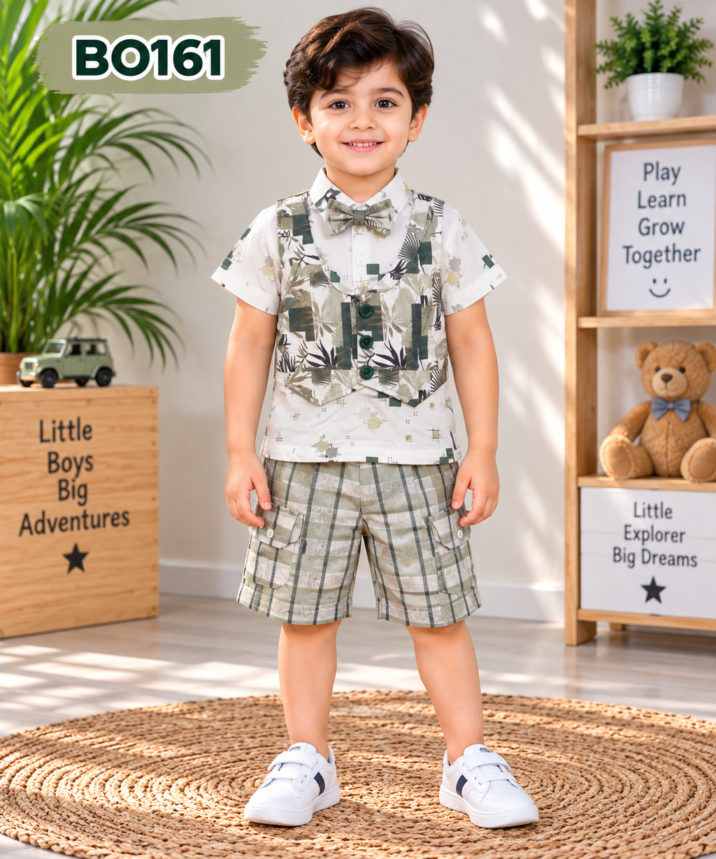 Little Gentleman Tropical Waistcoat & Shorts Set BO161