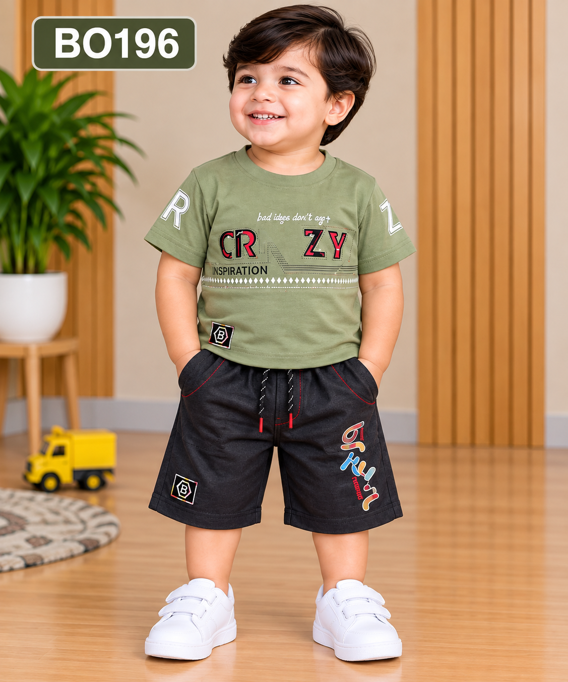 Boys Crazy Inspiration Graphic T-Shirt & Shorts Set – BO196