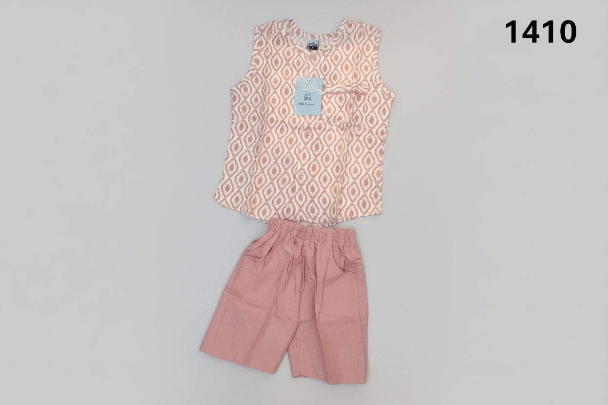 Boys Ethnic Printed Waistcoat & Shorts Set –  1410