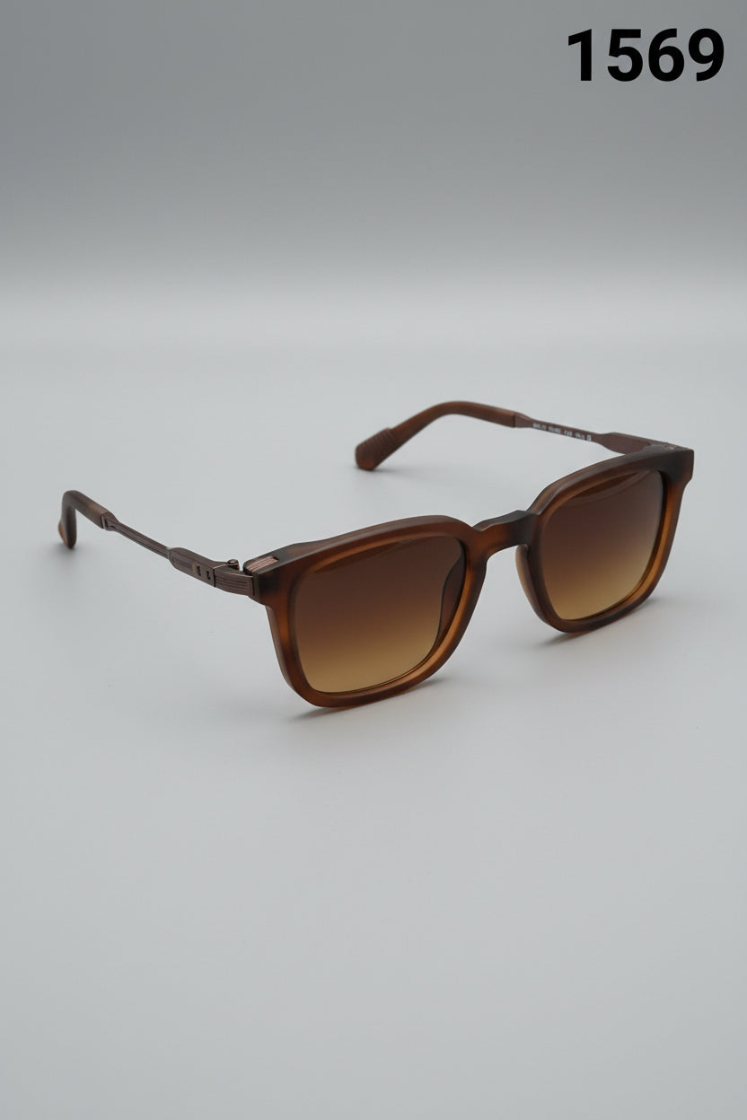 Classic Matte Brown Square Frame Sunglasses 1569