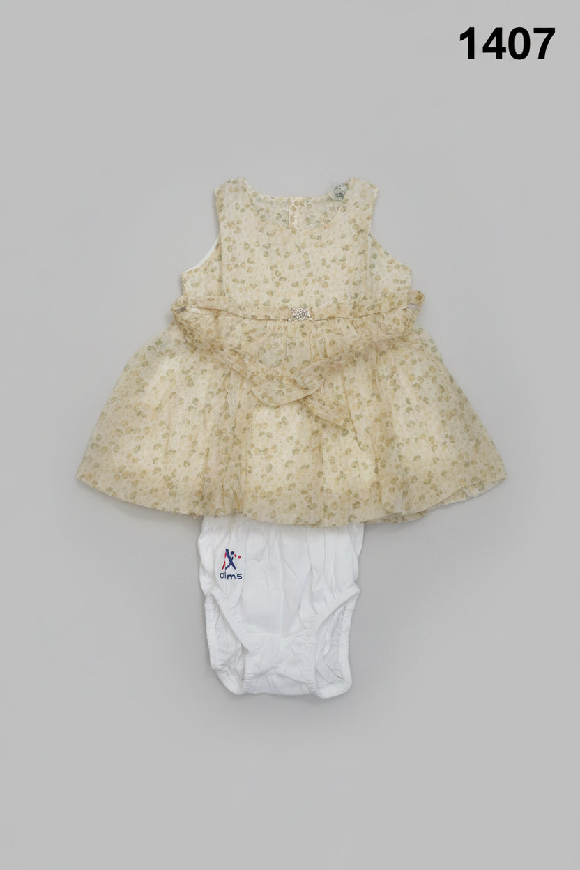 Baby Girls Floral Party Dress with Bloomers Set 1407