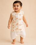 Baby Boy Printed Shirt & Solid Shorts Set 198-Off White