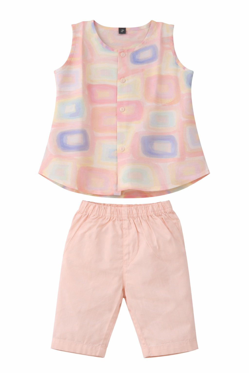 Baby Boys Pastel  Printed Sleeveless Shirt & Pant Set 270