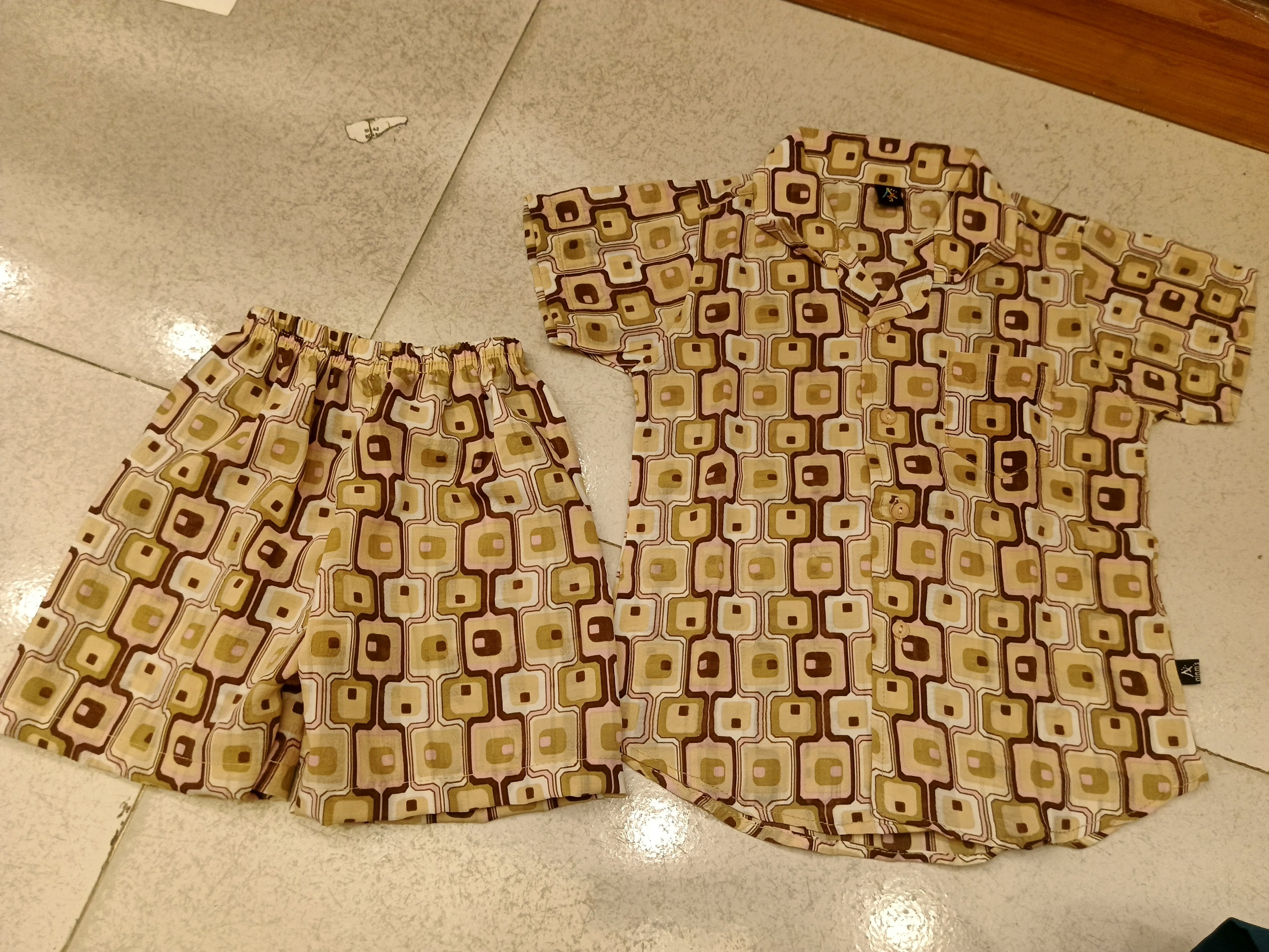 Boys Retro Geo Print Summer Shirt & Shorts Set 2090