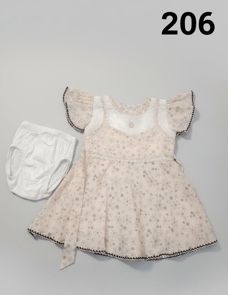 Baby Girls Floral Lace Dress Set with Inner – Party & Casual Wear 206