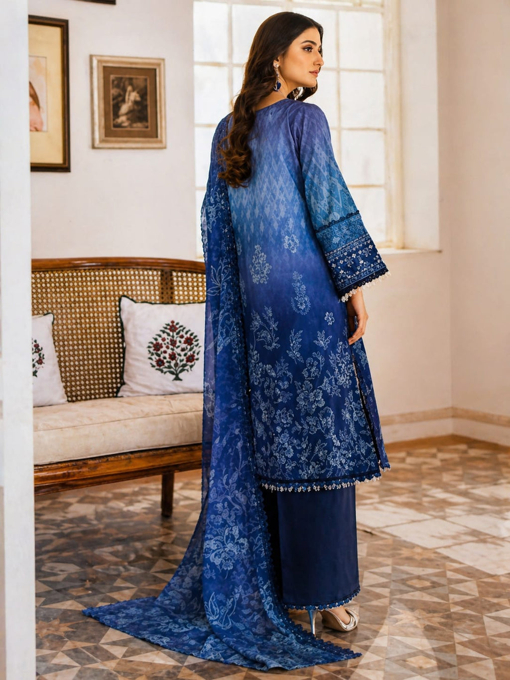 Luxury Digital Printed Lawn Three Piece Set -C260
