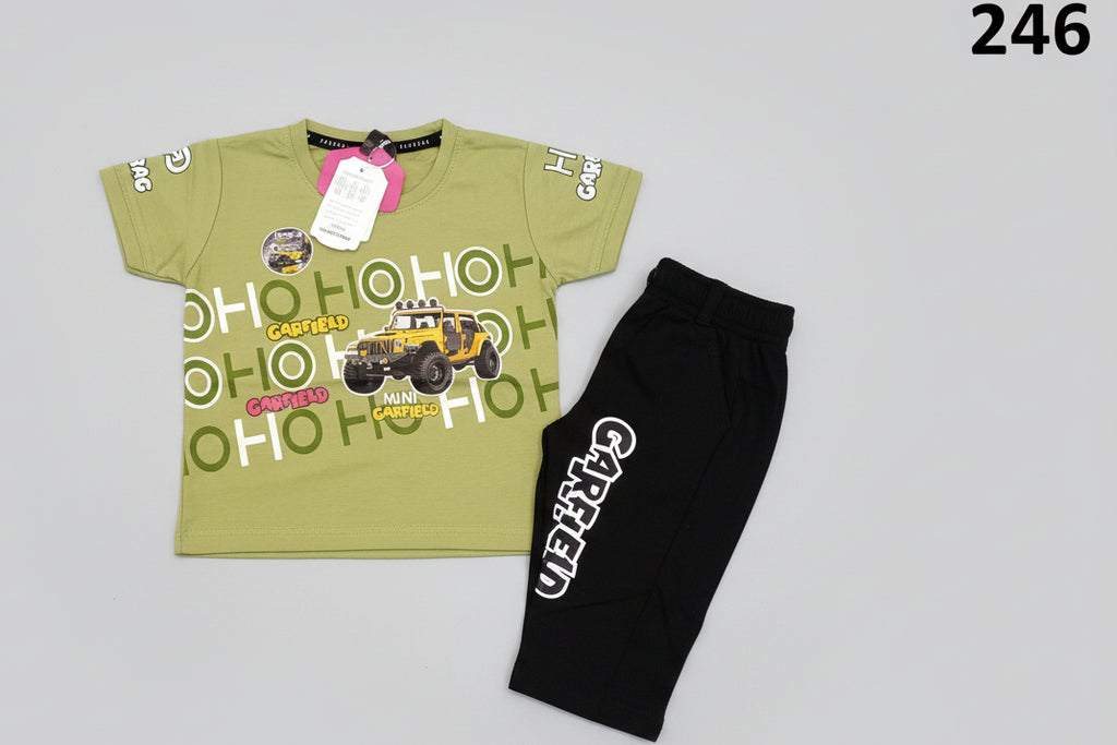 Boys “Garfield Jeep Adventure” Summer T-Shirt & Pant Set 246