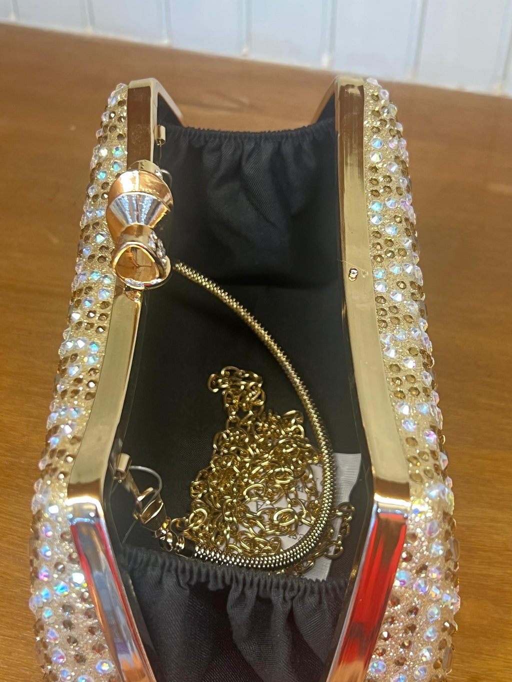 Luxury Crystal Stone Evening Clutch Bag with Chain Strap