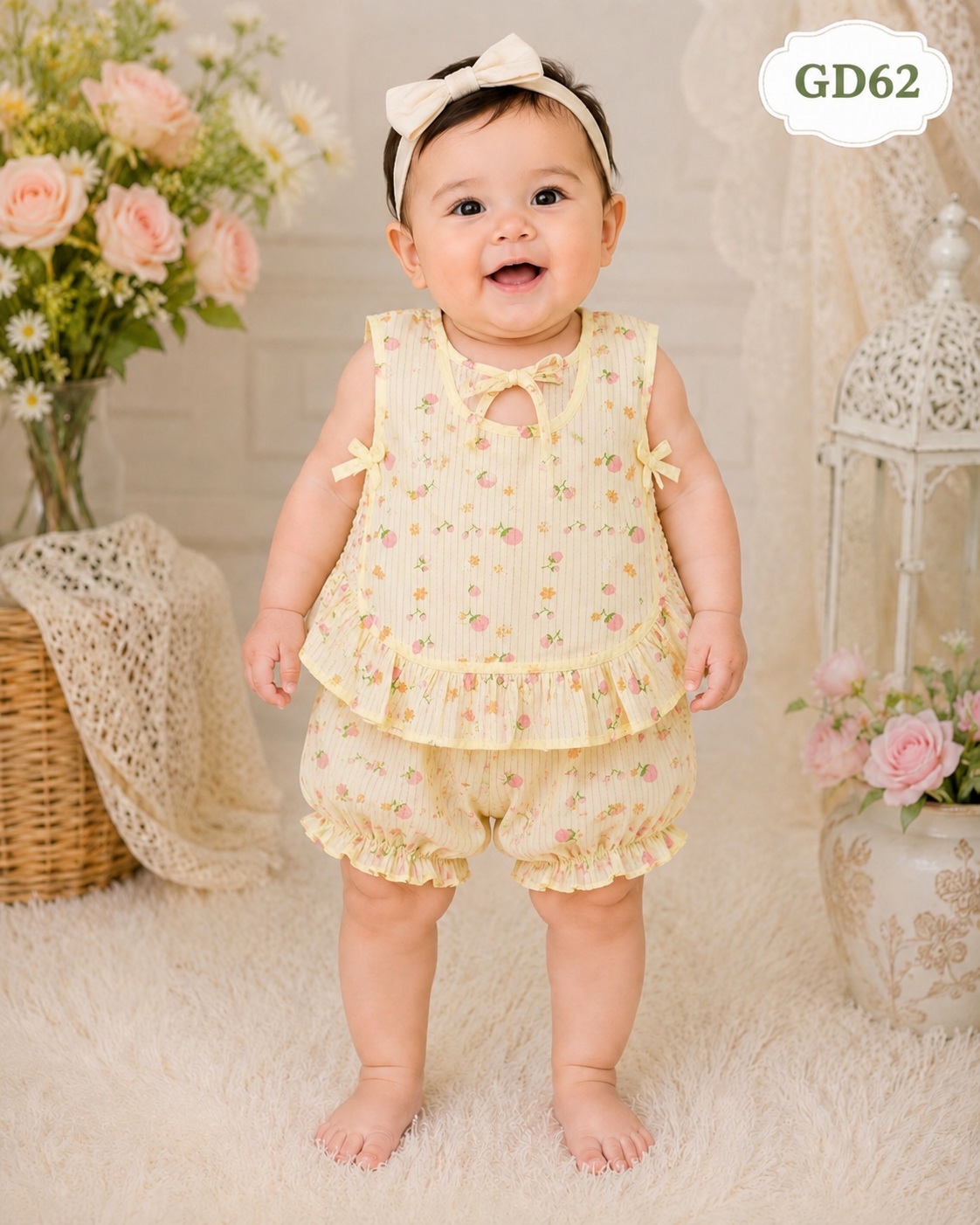 Premium Floral Ruffle Baby Girl Two-Piece Set-GD62