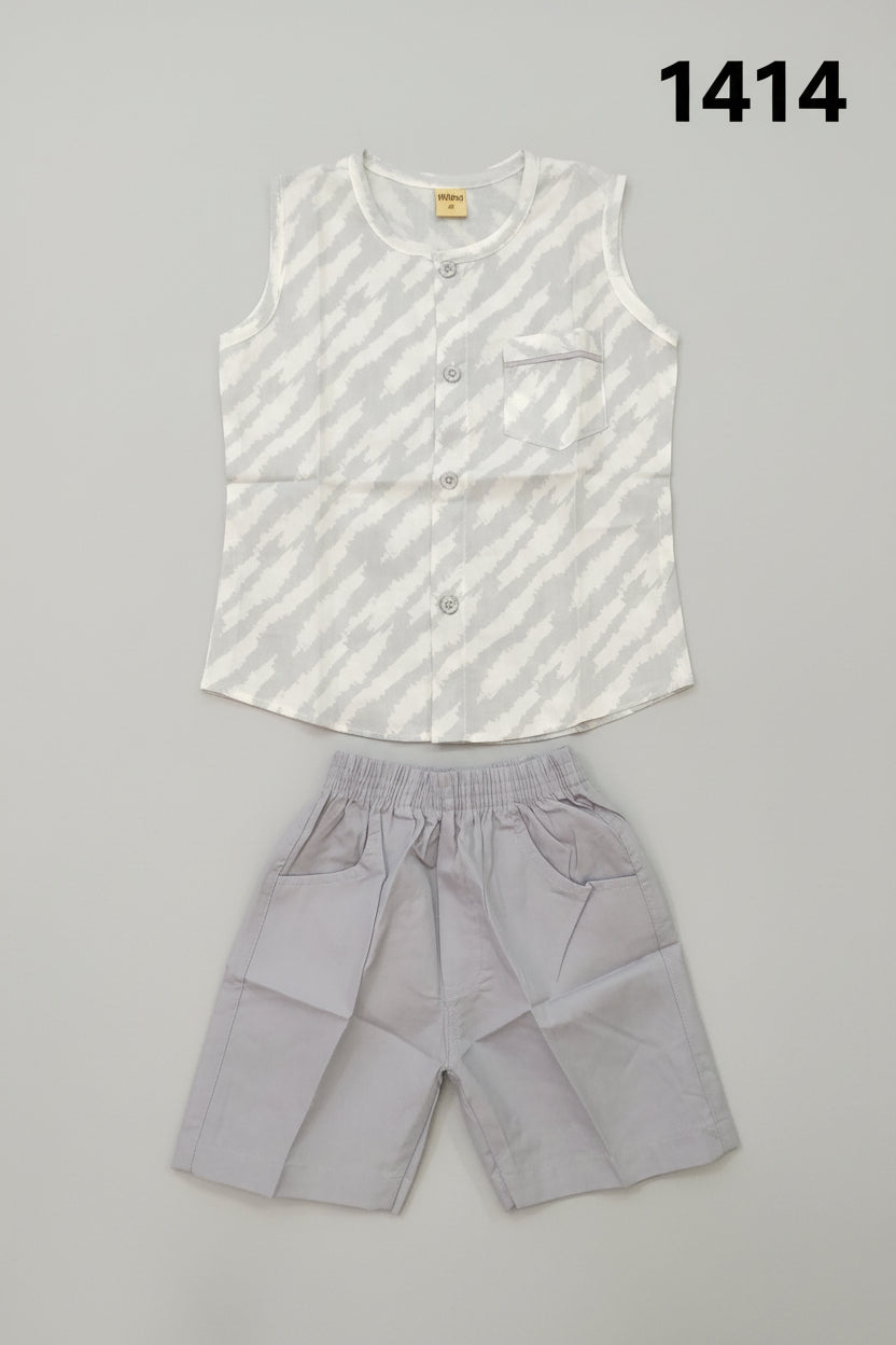 Premium Boys Sleeveless Shirt & Shorts Summer Set 1414