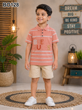 Boys Premium Striped Break Rules Polo  T Shirt-BO128