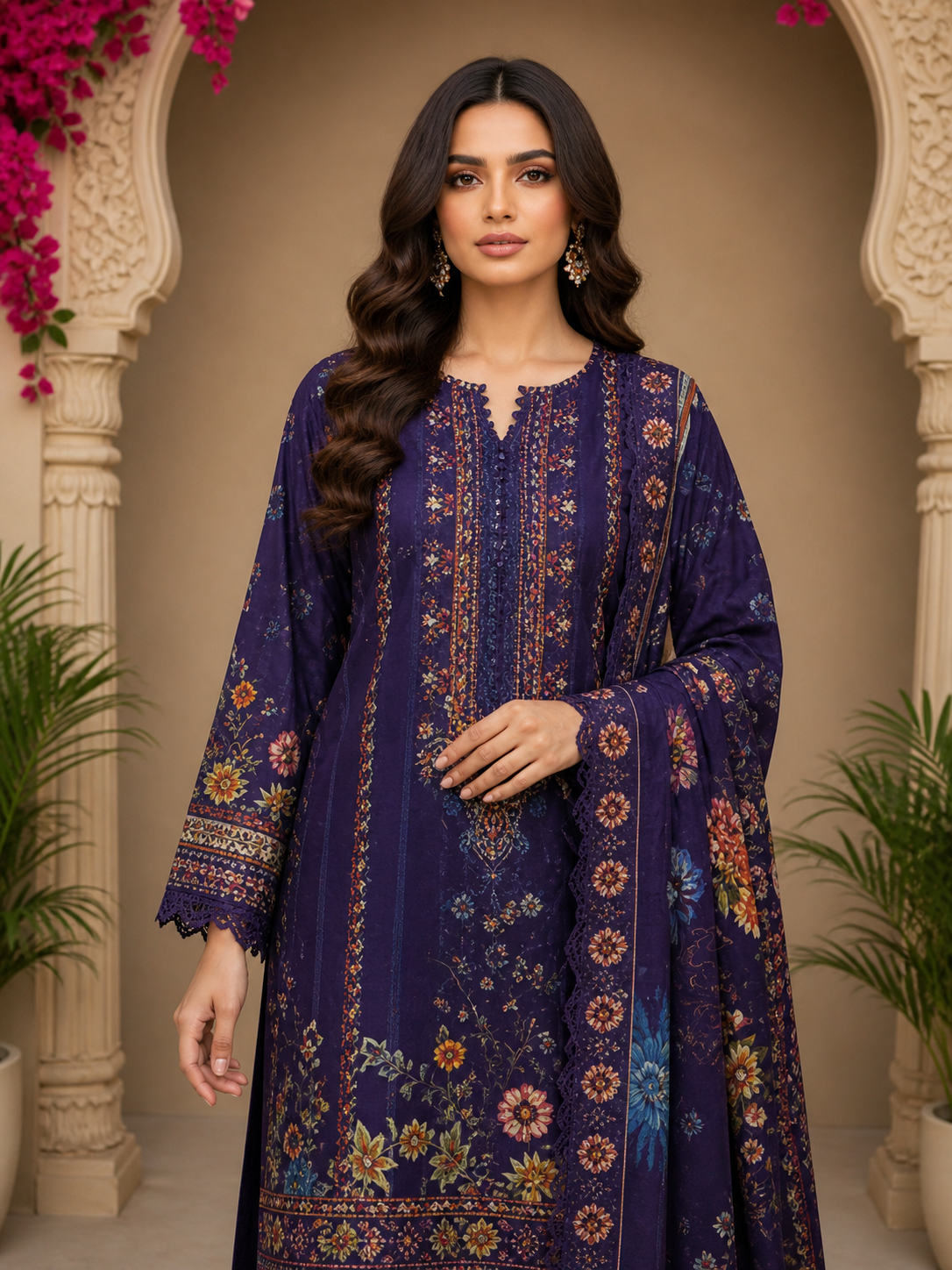 Luxury Digital Printed Lawn Three Piece Set -C280