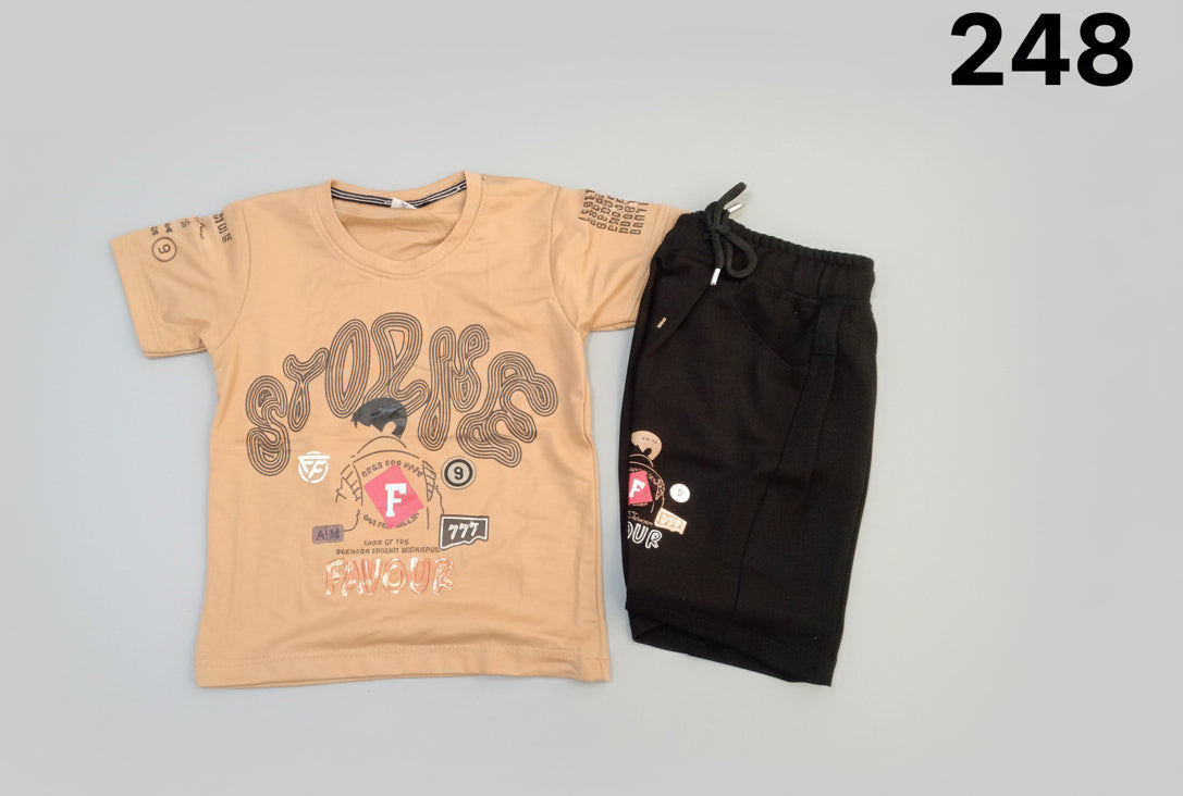 Boys Graphic T-Shirt with Black Jogger Pant Set 248