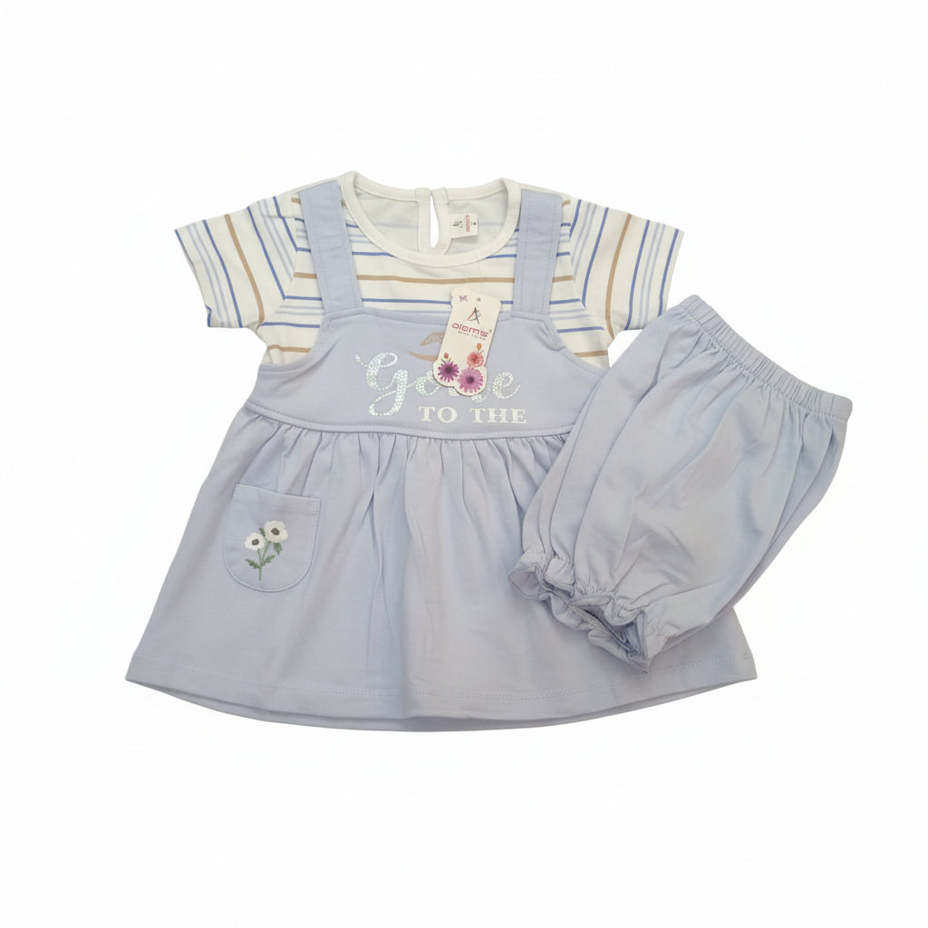Baby Girls “Gone to the Beach” Dress Set with Inner Tee & Shorts  134