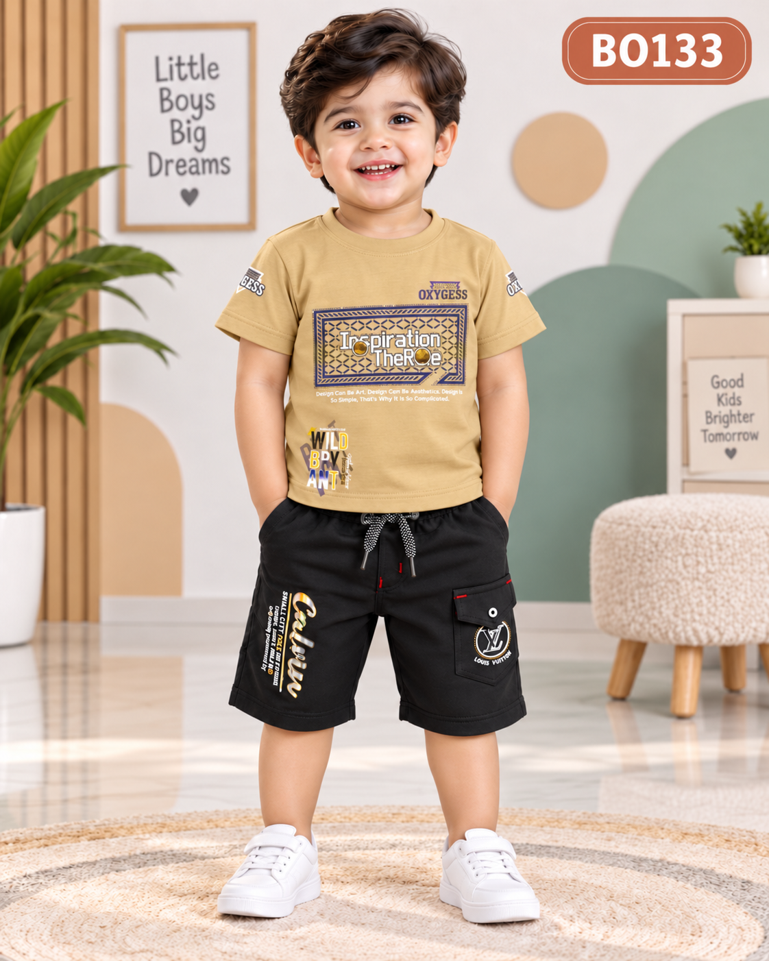 Boys Premium T-Shirt & Cargo Pant Set- BO133