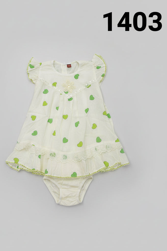 Baby Girls Heart Print Cotton Dress Set with Bloomers 1403