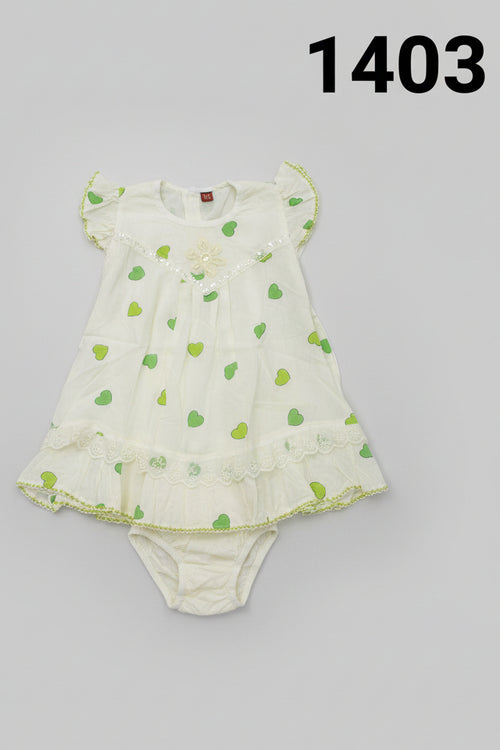 Baby Girls Heart Print Cotton Dress Set with Bloomers 1403