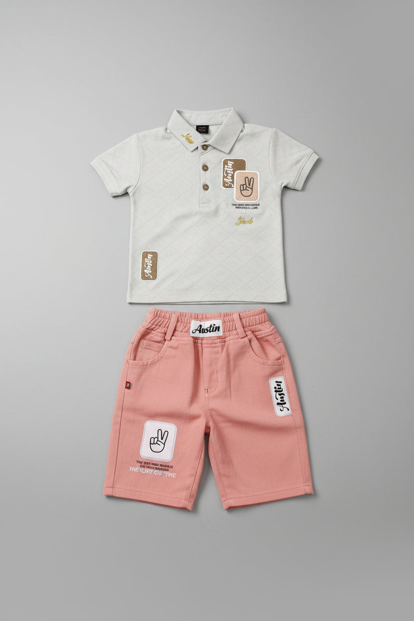 Boys Premium Polo T-Shirt & Shorts Set – Casual Summer Outfit 261