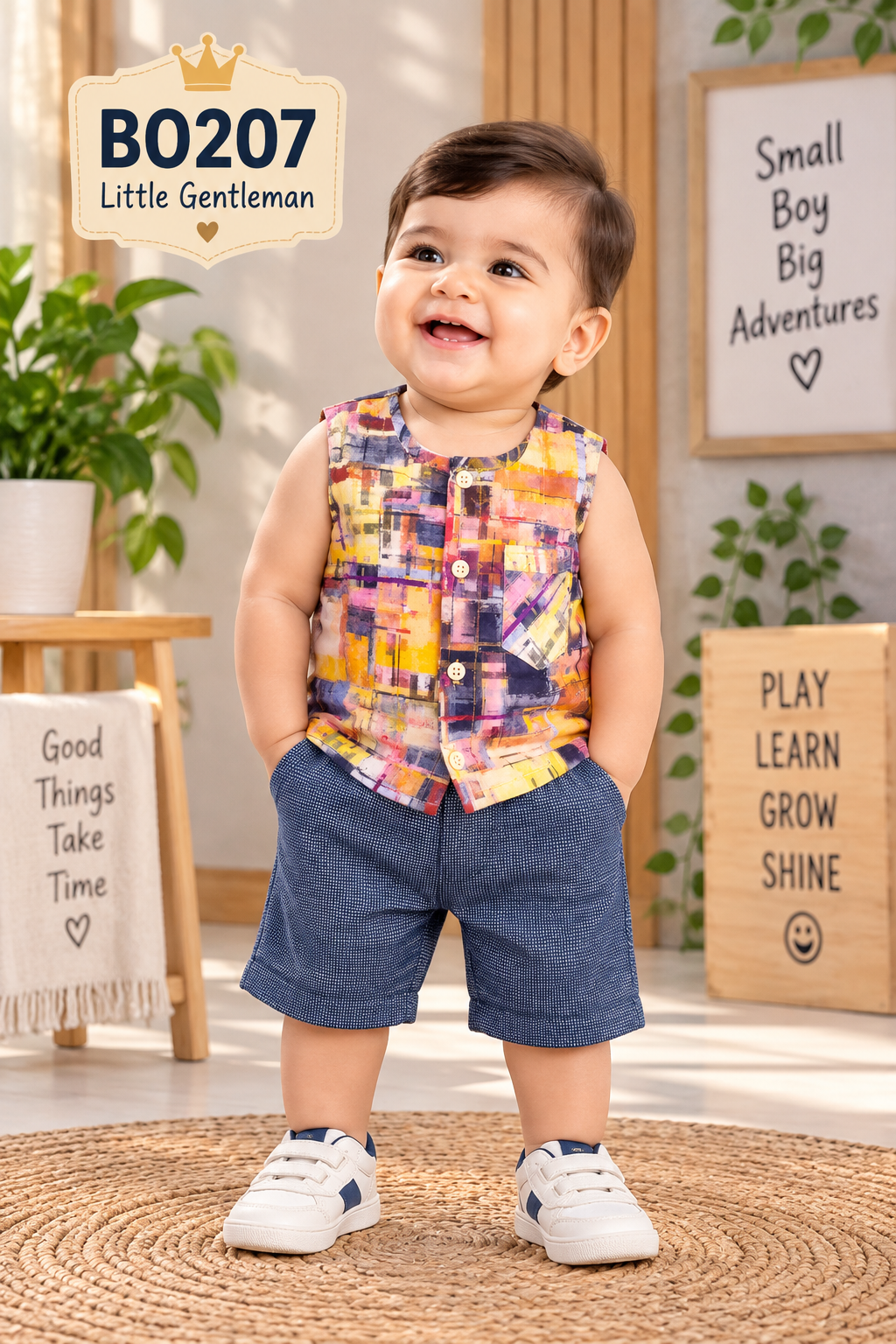 Premium Boys  Printed  Sleeveless & Shorts Set-BO207