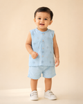 Baby Boy Printed Shirt & Solid Shorts Set 197-Powder Blue