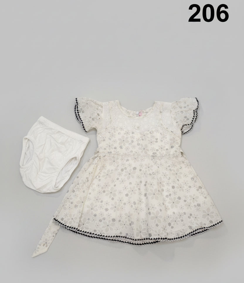 Baby Girls Floral Lace Dress Set with Inner – Party & Casual Wear 206
