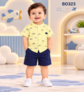 Boys Sleeveless Abstract Print Nima & Navy Shorts Set-BO323