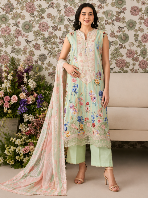 Premium Floral Unstitched Unready Three Piece-C364