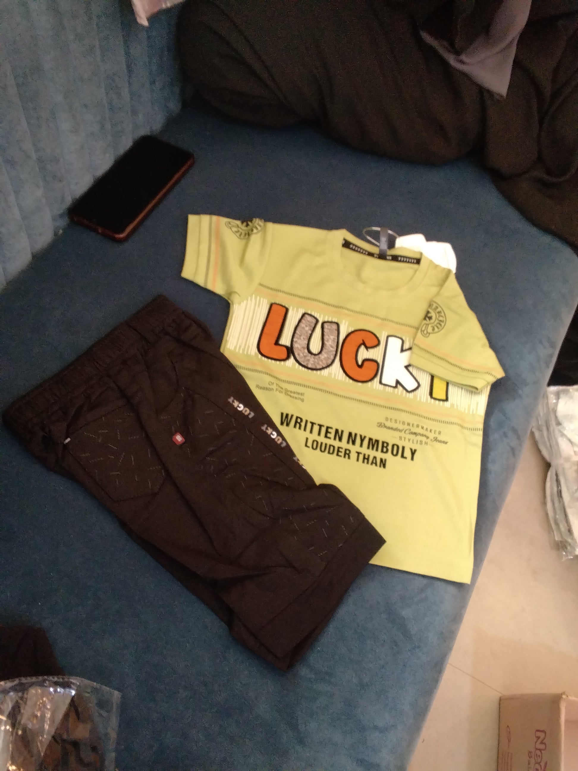 Kids “LUCKY” Printed T-Shirt & Jogger Set 361