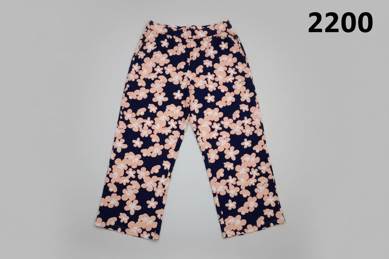 Girls Floral Printed Straight Plaju Pants 2200