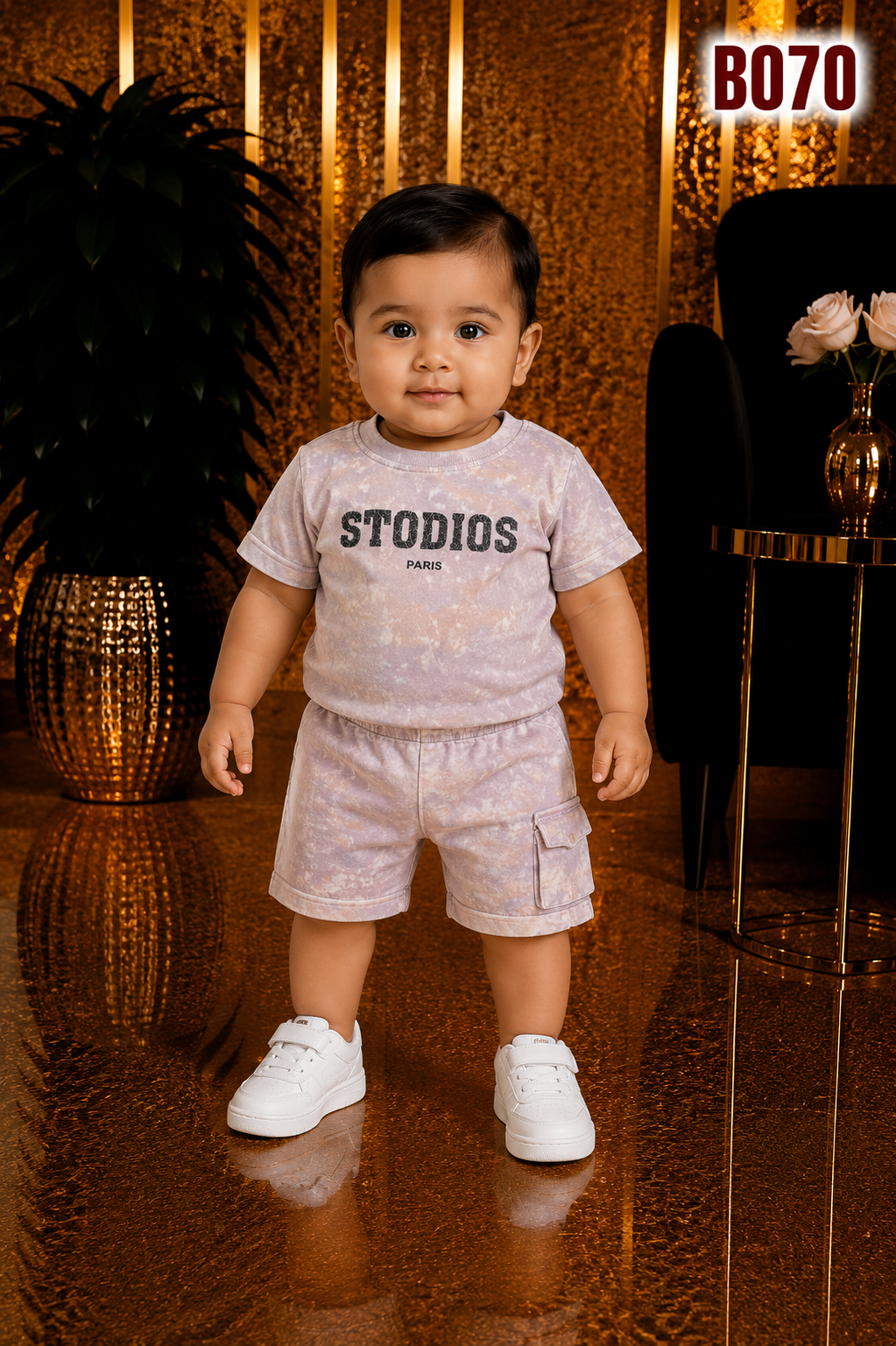 Boys Washed Cargo T-Shirt & Shorts Set-BO70