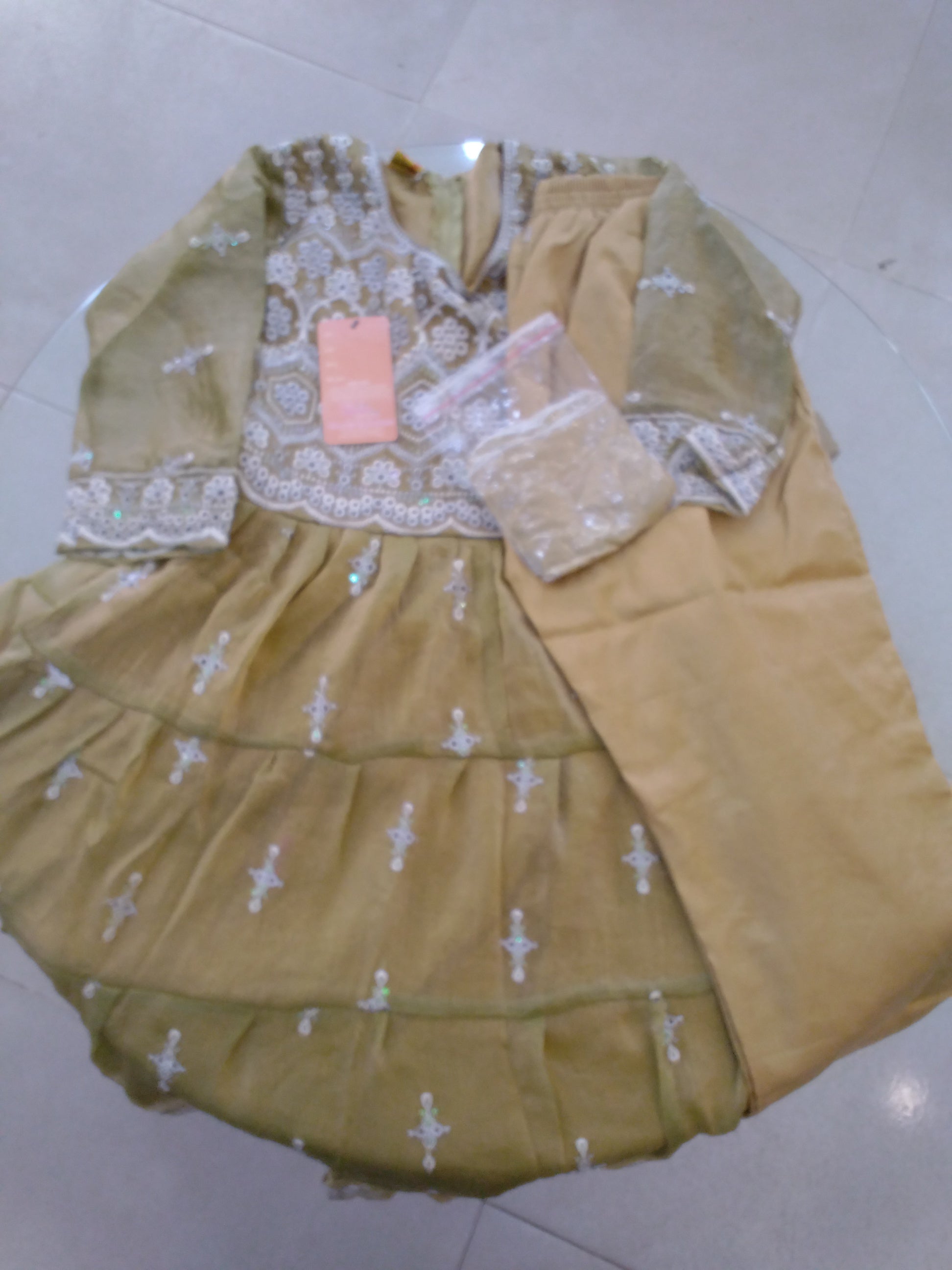 Girls  Embroidered Party Wear Gown Set -C113