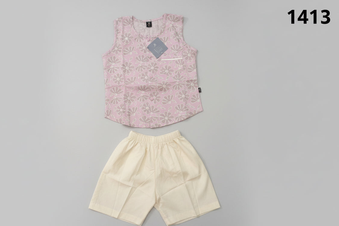 Baby Boys Floral Sleeveless Shirt & Shorts Summer Set 1413
