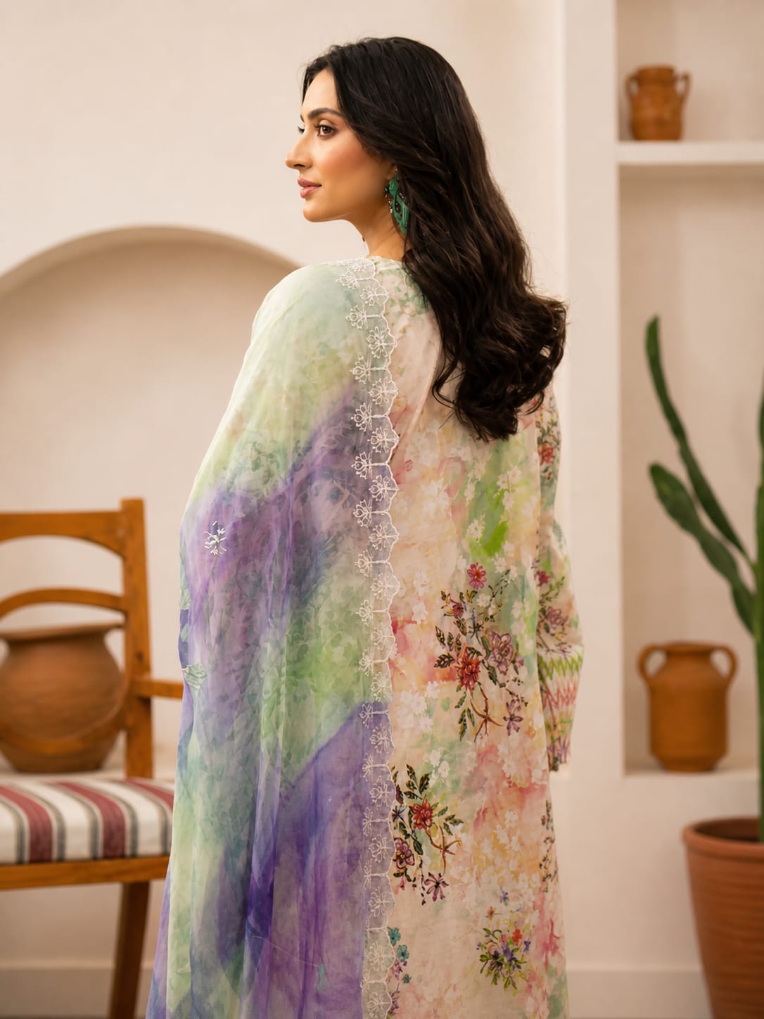 Luxury Digital Printed Lawn Three Piece Set-C255