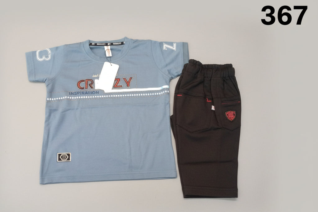 Boys Graphic T-Shirt & Shorts Set – Crazy Inspiration Print 373