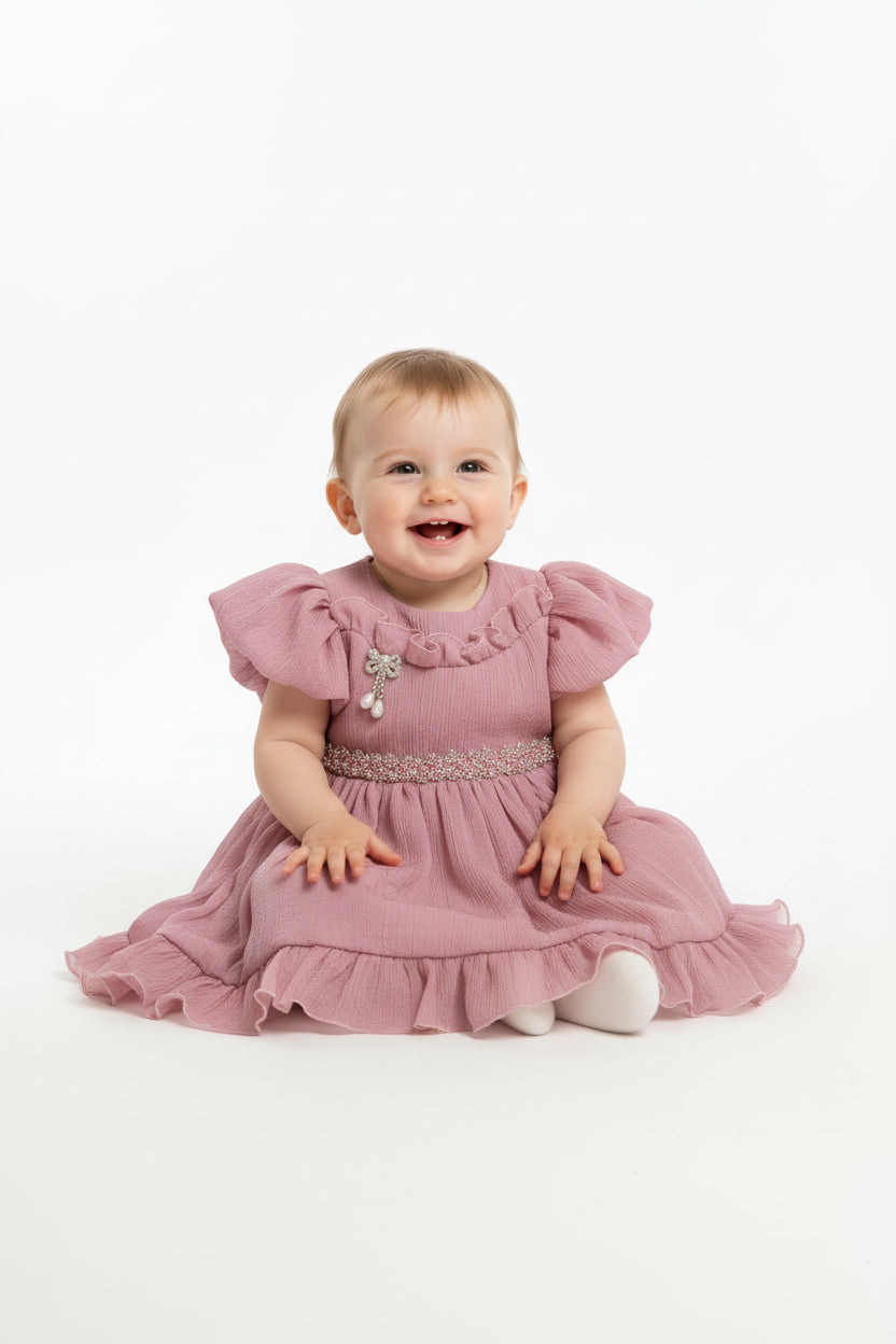 Baby Girls Elegant Textured Party Dress Set (Dress + Inner + Leggings)179.