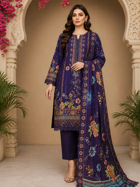 Luxury Digital Printed Lawn Three Piece Set -C280