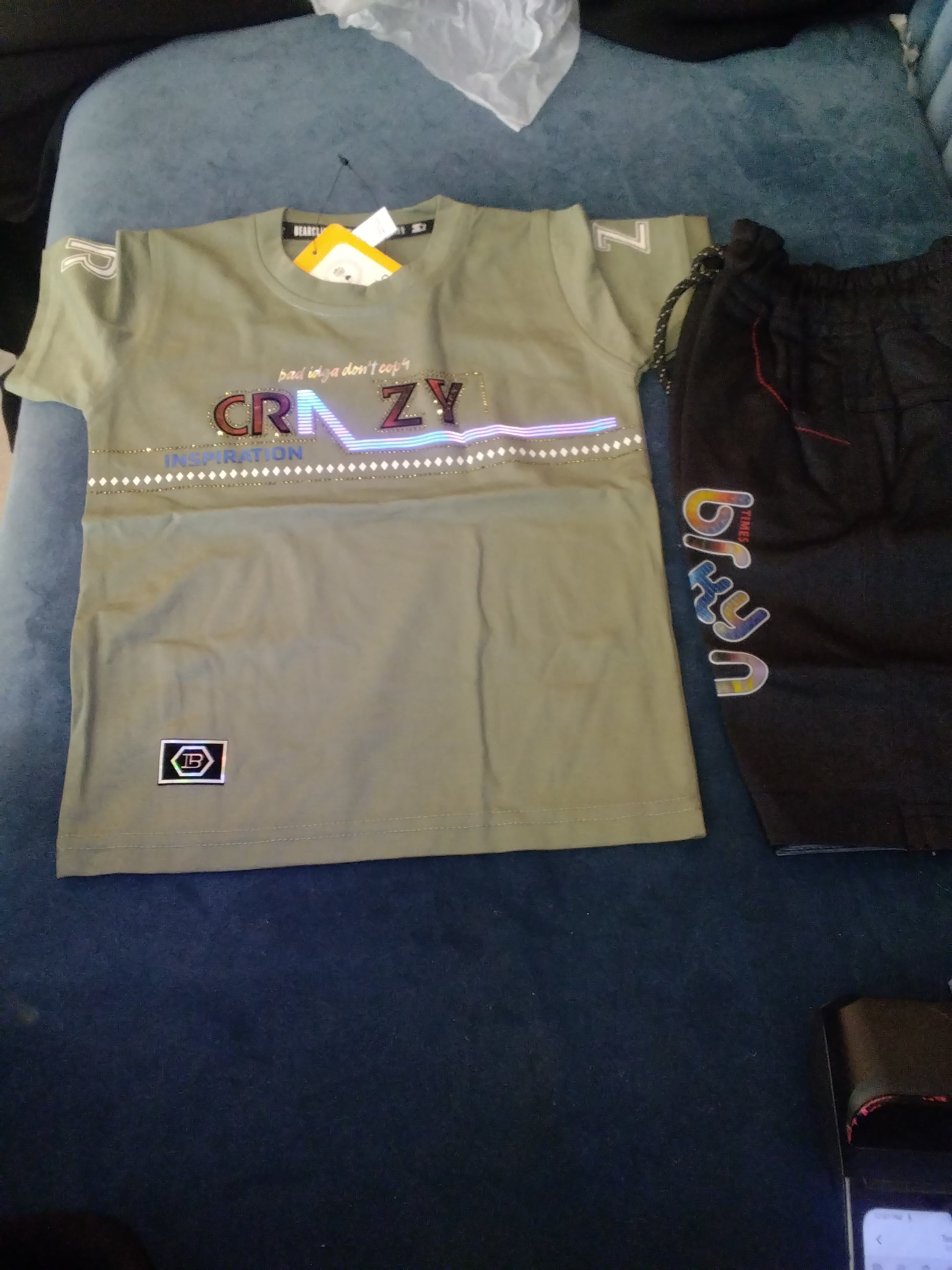 Boys Graphic T-Shirt & Shorts Set – Crazy Inspiration Print 367