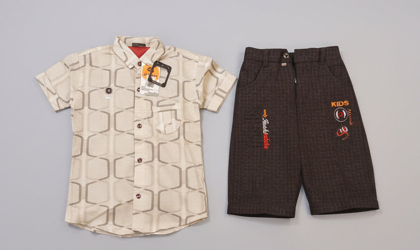 Boys Summer Casual Printed Shirt & Cotton Pant Set 409