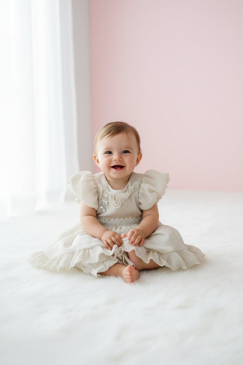 Baby Girls Elegant Textured Party Dress Set (Dress + Inner + Leggings)179.