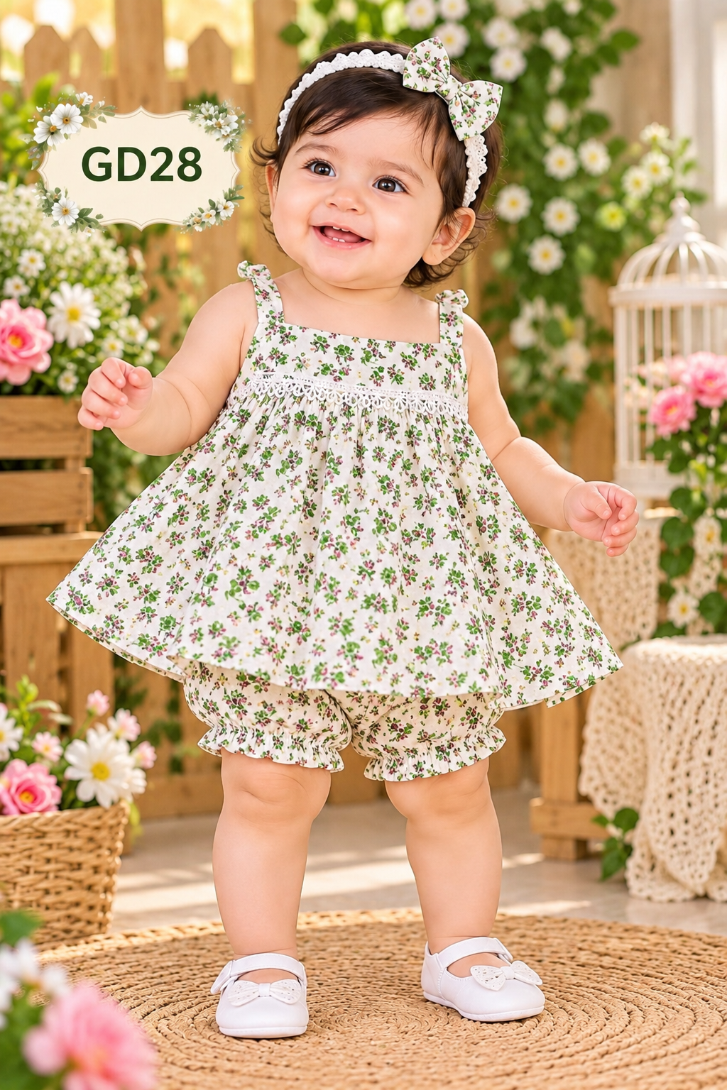 Floral Bloom Baby Girl Dress & Bloomer Set-GD28