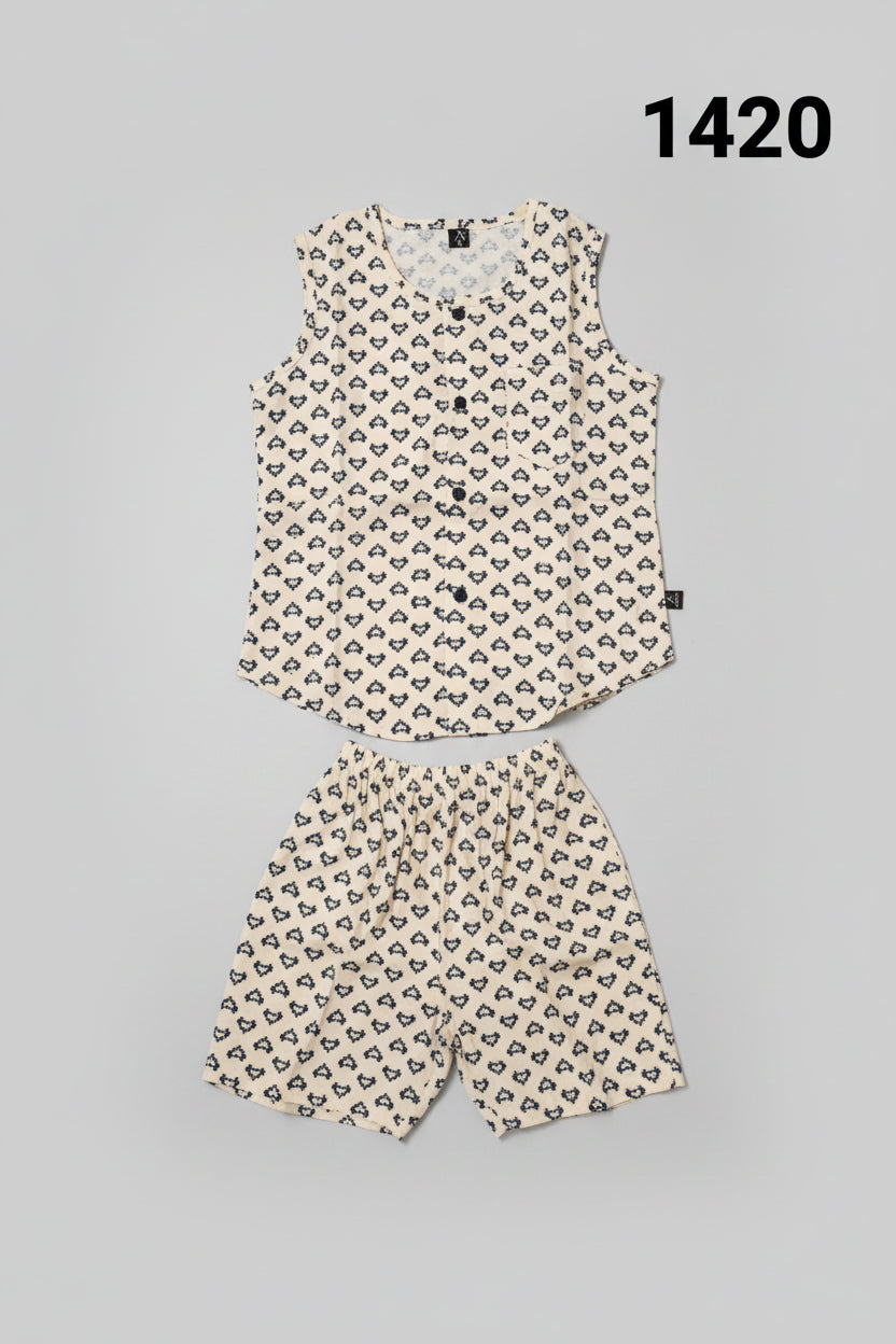 Baby Boys Heart Print Shirt & Shorts Set-C55