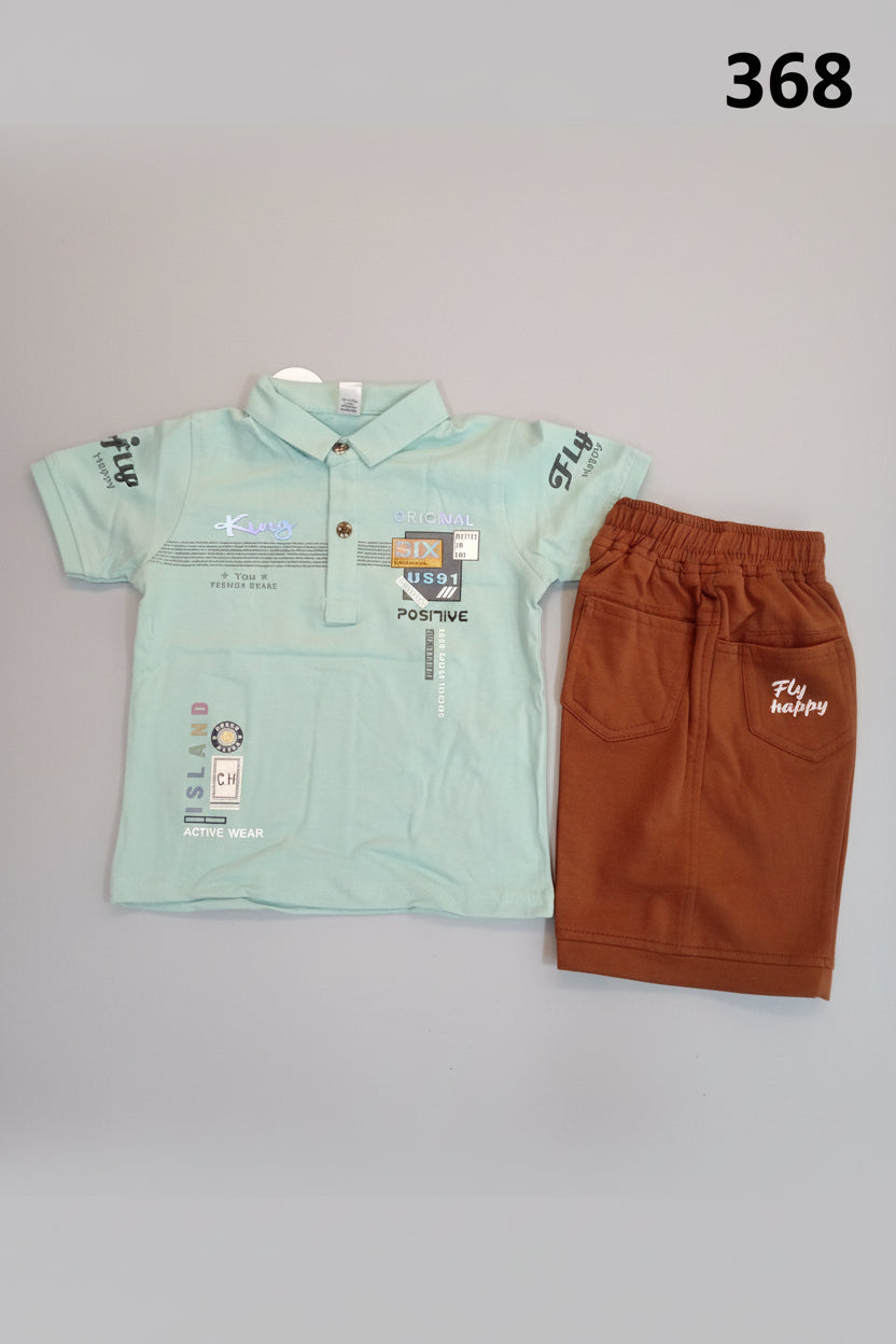 Kids Boys Polo T-Shirt & Shorts Summer Co-Ord Set 368