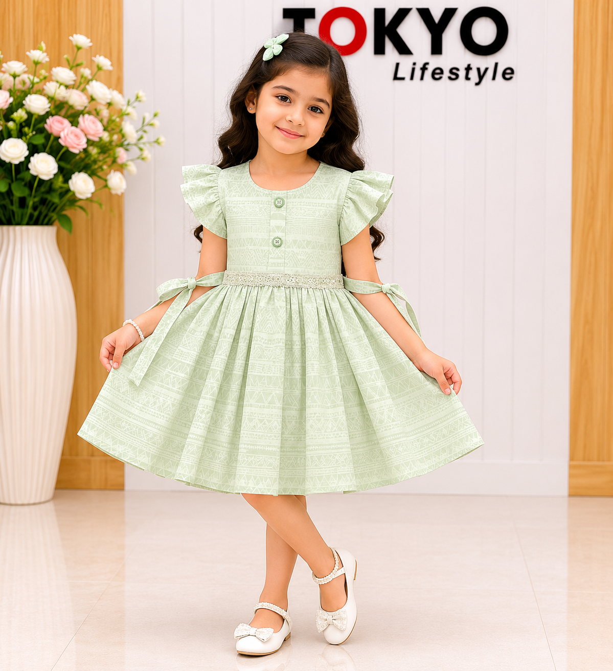 Baby Girl Soft Jacquard Party Dress Set with Inner Brief 0197