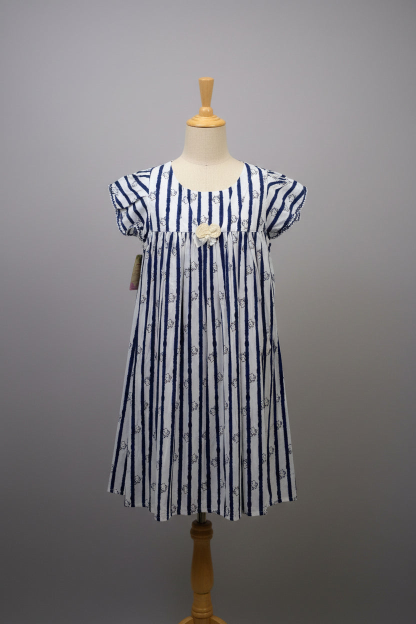 Baby Girls Cute Kitty Printed Striped Frock Dress 5