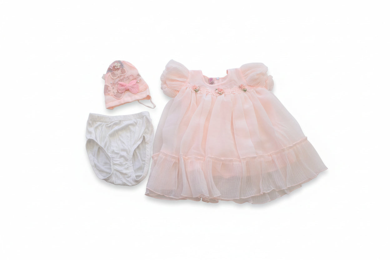 Baby Girls Premium Net Frock Set with Inner & Bloomers 67
