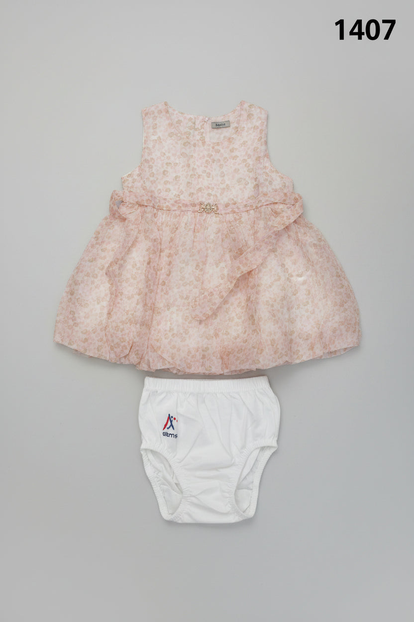 Baby Girls Floral Party Dress with Bloomers Set 1407